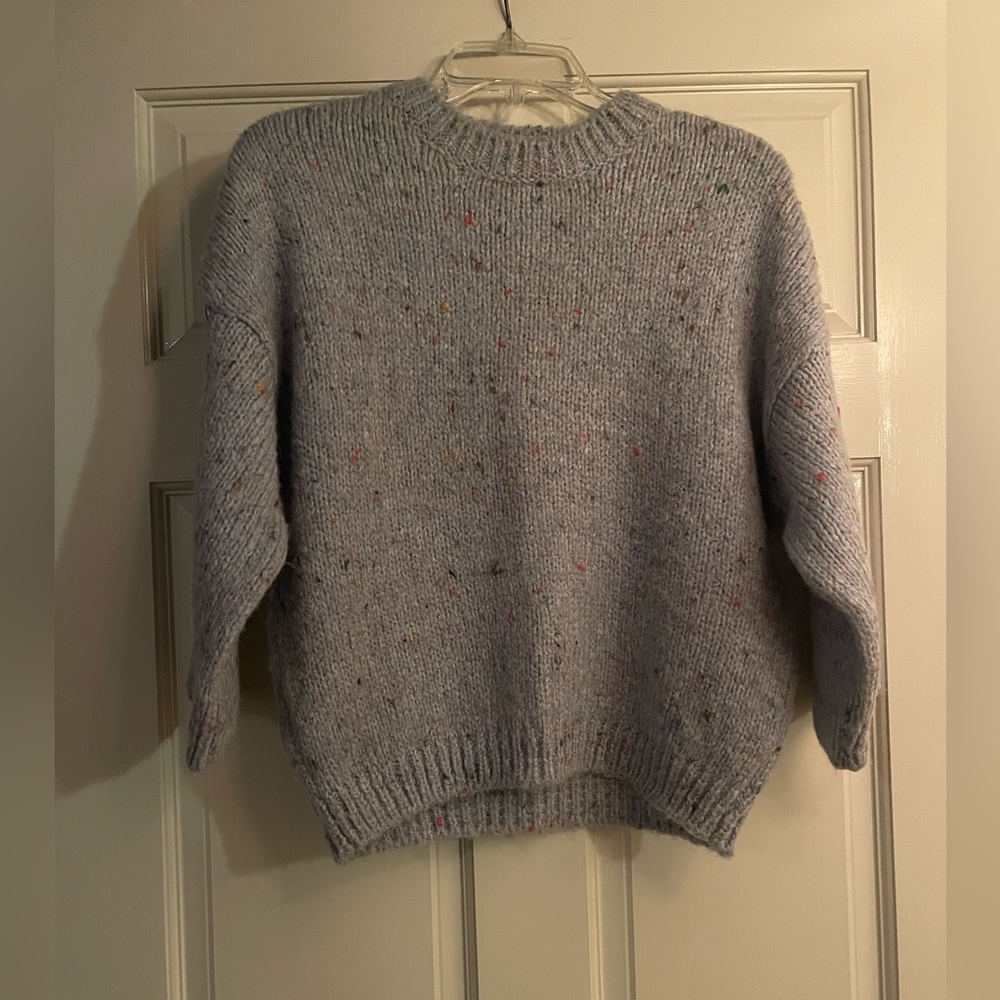 mango 3/4 length purple sweater- size S